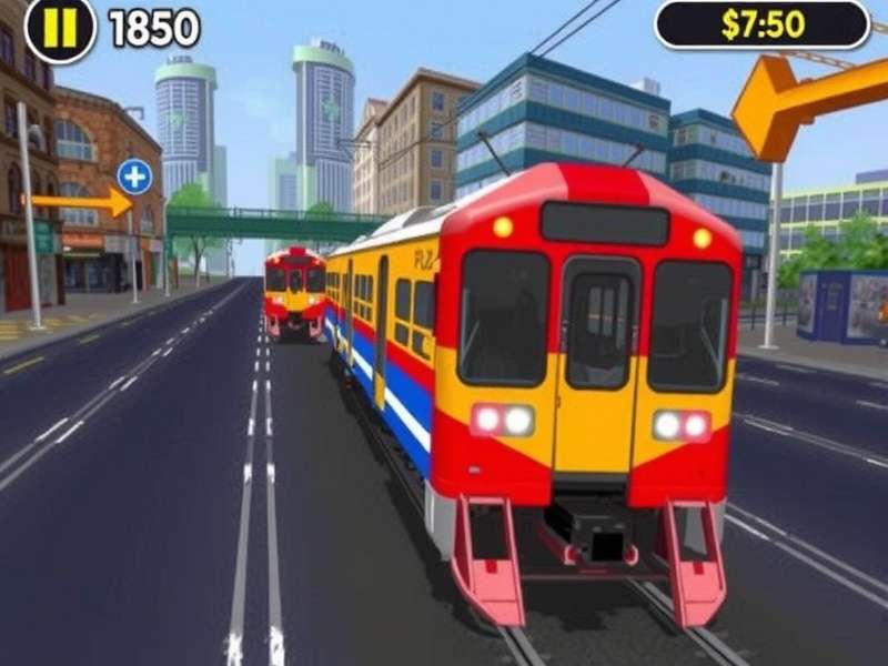 Metro Express Run gameplay screenshot showing a metro train racing through Mumbai streets